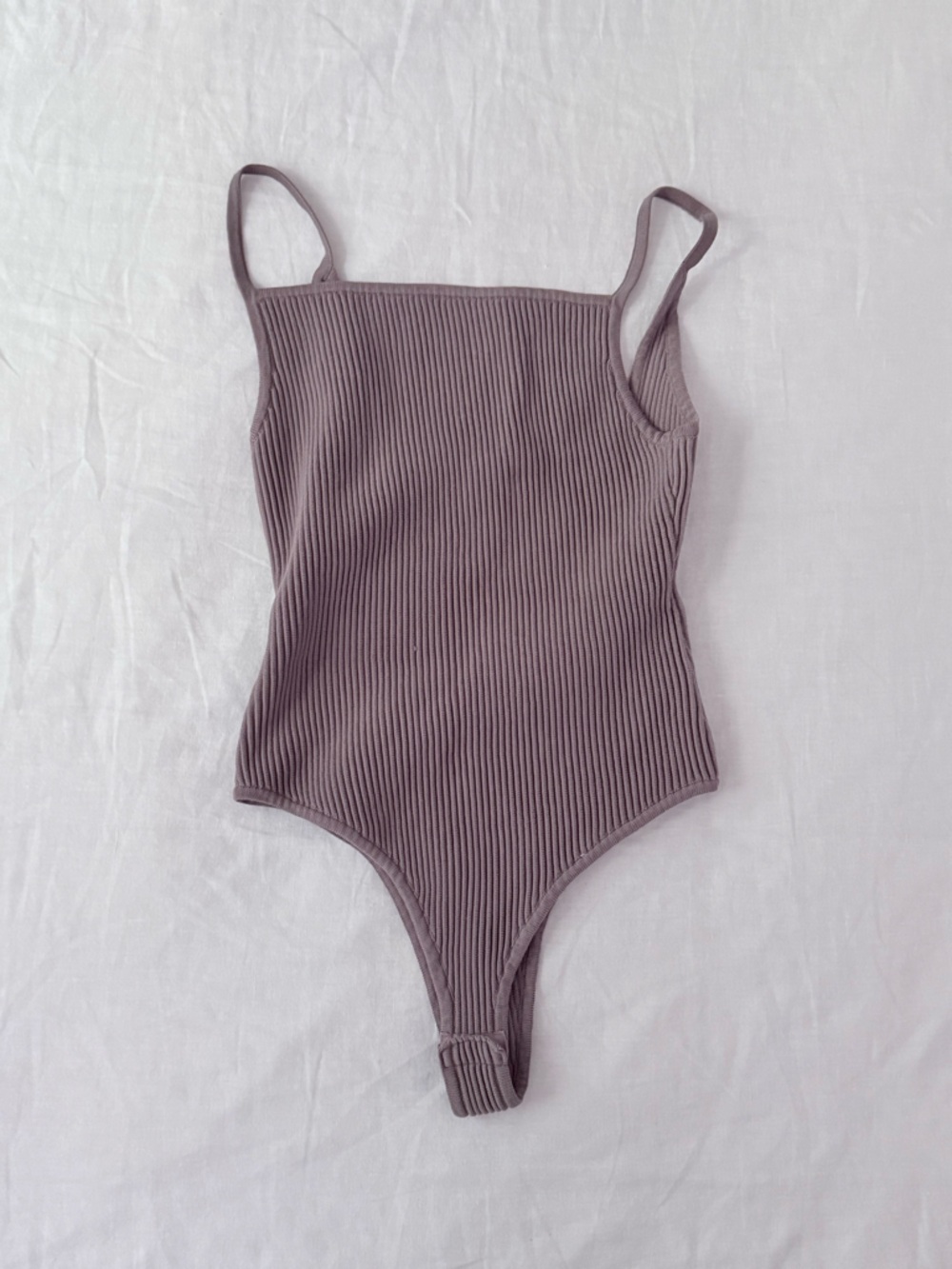 Ribbed Sleeveless Bodysuit in Mauve